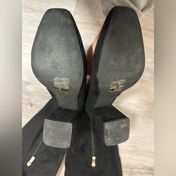 Simmi Shoes Rochelle Wide Fit Black Suede Thigh High Black Boots - Picture 3 of 4